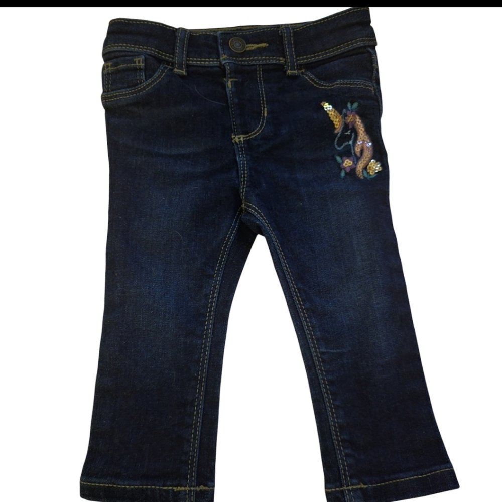 Unicorn Girls Jumping Beans Sequin  Jeggings Dark Denim Trending Jeans 12 Months